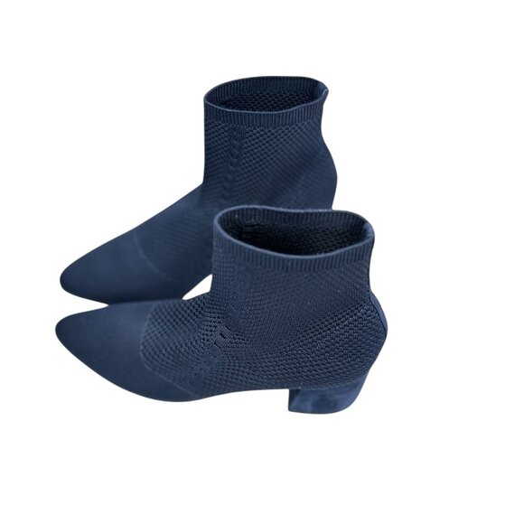 Eileen Fisher Honey Stretch Knit Ankle Booties- Size 9 - Navy Blue - Picture 2 of 12